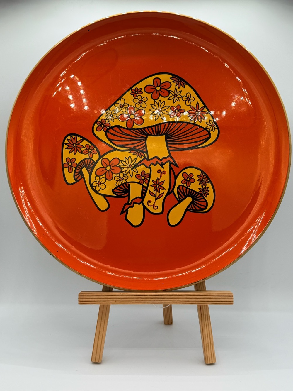 Orange Floral Merry Mushroom Takanashi Decorative Plate by